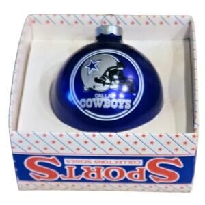 Sports Collectors Series Dallas Cowboys Glass Ornament 2.5" Orig Box Made in USA